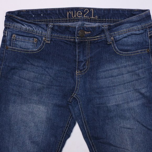 Rue 21 Flare Jeans Embroidered Button Flap Back Pockets - Picture 3 of 10